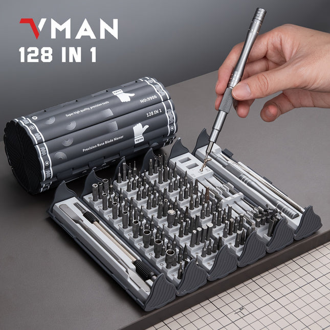 128in 1 Precision Screwdriver Set, Magnetic Driver Kit with Flexible Shaft, Professional Magnetic Repair Tool Kit
