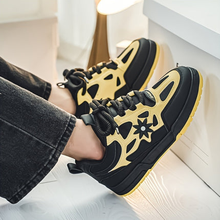 Men'S Shoes Featuring a Unique Floral Color-Block Design! Trendy And Comfortable Sneakers