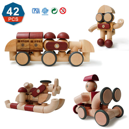 Wooden Magnetic Building Blocks Large Children's Baby Educational Creative Toys