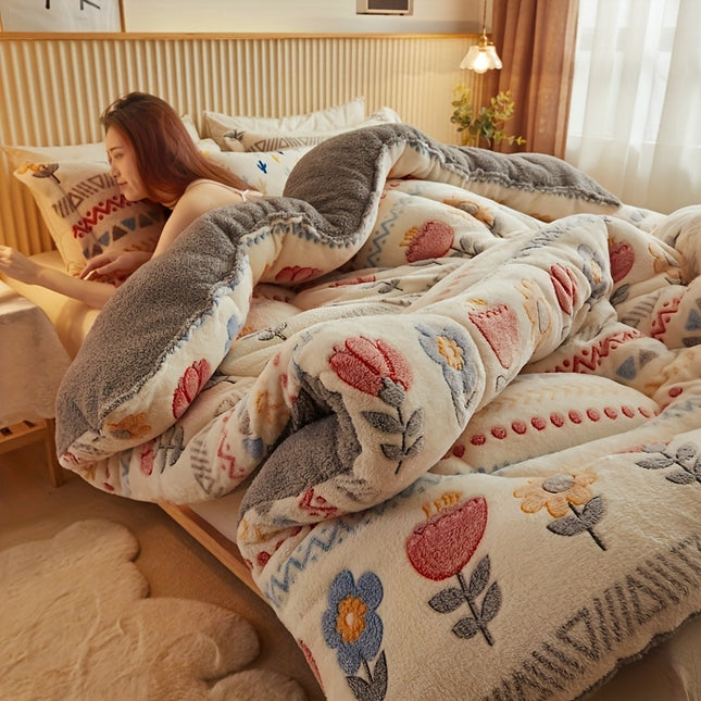 Three-layer Thick - Soft And Warm - Bohemian-style Thick Winter Quilt - Snowflake Thick Blanket