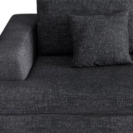 94" Gray Chenille Modular Stainless Steel Sleeper Sofa With Toss Pillows