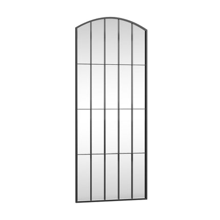 67" Black Iron Arch Freestanding And Leaning Geometric Framed Full Length Mirror