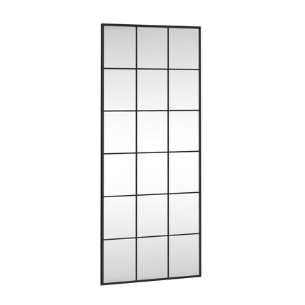 69" Black Iron Freestanding And Leaning Geometric Framed Full Length Mirror
