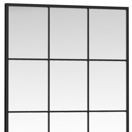 69" Black Iron Freestanding And Leaning Geometric Framed Full Length Mirror