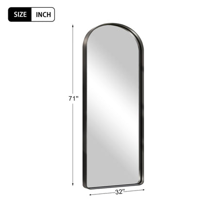 71" Black Aluminum Arch Leaning Framed Full Length Mirror