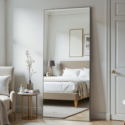 71" Black Aluminum Leaning Framed Full Length Mirror