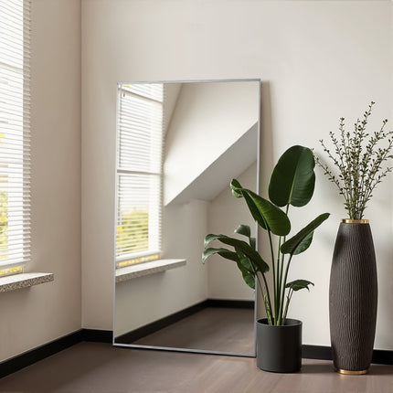 51" Silver Aluminum Leaning Framed Full Length Mirror