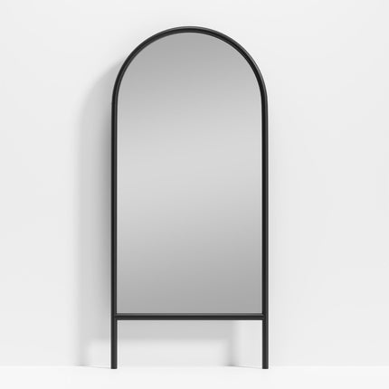 71" Black Solid Wood Arch Leaning Framed Full Length Mirror