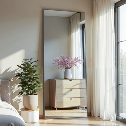 71" Black Aluminum Leaning Framed Full Length Mirror