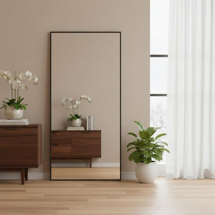71" Black Aluminum Leaning Framed Full Length Mirror