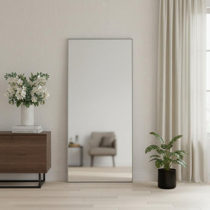 71" Silver Aluminum Leaning Framed Full Length Mirror