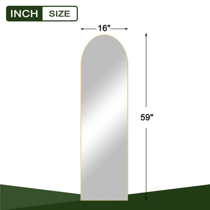 59" Gold Aluminum Arch Leaning And Freestanding Framed Full Length Mirror