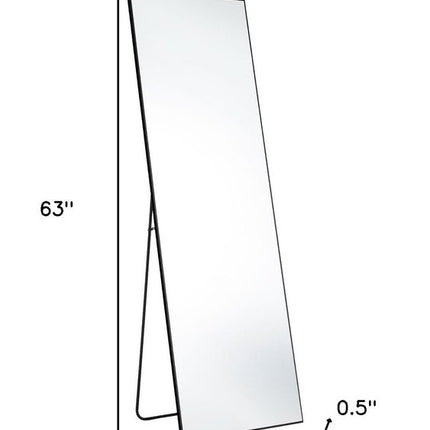 63" Black Aluminum Leaning And Freestanding Framed Full Length Mirror