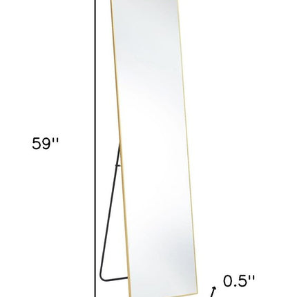 59" Gold Aluminum Leaning And Freestanding Framed Full Length Mirror