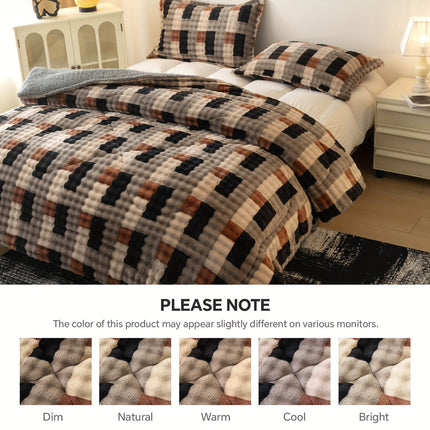 Extra-Thick Fleece Quilt Set- Bedding Set For Christmas Room Decor, Thickened Down Quilt Set,