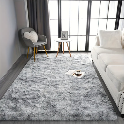 1pc, Tie-Dye Water Gray Long Plush Mat, Upgraded Soft and Comfortable Premium