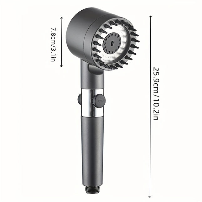 3-Mode ABS Massage Showerhead with 15 Replacement Filters - Wall-Mounted, No Electricity Needed