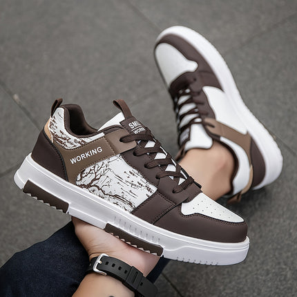 1pair Men'S Fashion Skateboard Sneakers, Casual Street Style Athletic Shoes with Branch Print