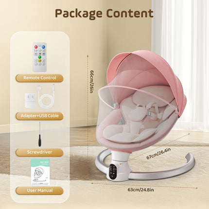 Electric Baby Rocker with Remote Control and Bluetooth Functionality, 5 Rocking Modes, Electric Baby Swing,