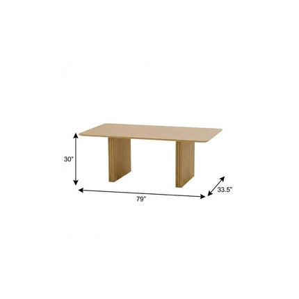 79" Natural Solid Wood Double Pedestal Base Dining Table