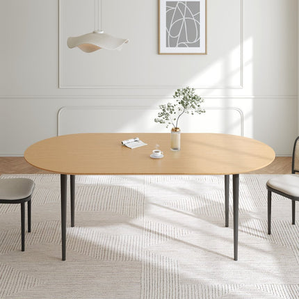 67" Natural and Black Solid Wood Oval Dining Table