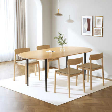 67" Natural and Black Solid Wood Oval Dining Table