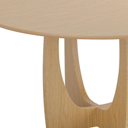 59" Natural Solid Wood Pedestal Base Round Top Dining Table