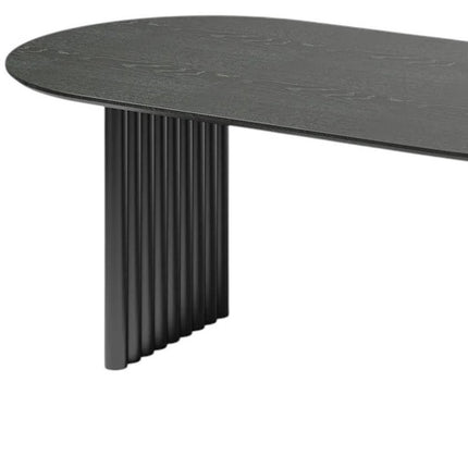67" Black Solid Wood Double Pedestal Base Oval Dining Table