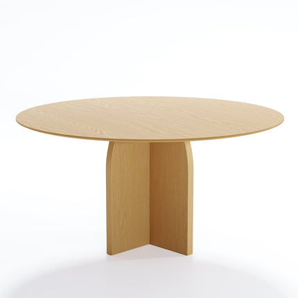 58" Natural Solid Wood Pedestal Base Round Top Dining Table