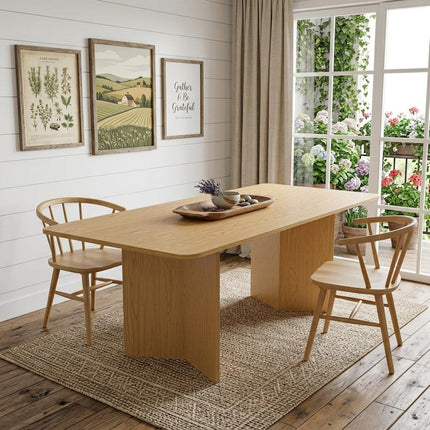 79" Natural Solid Wood Sled Base Dining Table