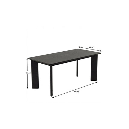 66" Black Solid Wood Dining Table