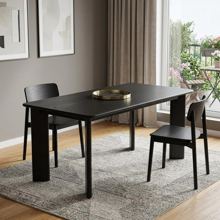 66" Black Solid Wood Dining Table
