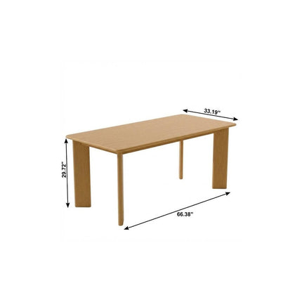 66" Natural Solid Wood Dining Table