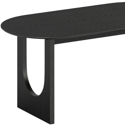 67" Black Solid Wood Sled Base Oval Dining Table