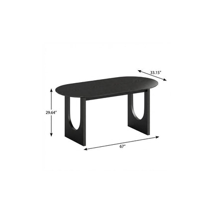 67" Black Solid Wood Sled Base Oval Dining Table