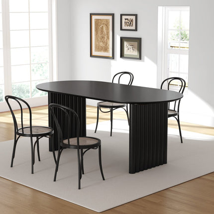 67" Black Solid Wood Sled Base Oval Dining Table