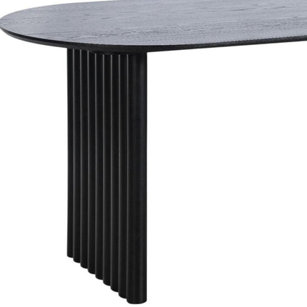 67" Black Solid Wood Sled Base Oval Dining Table