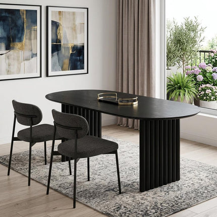67" Black Solid Wood Sled Base Oval Dining Table