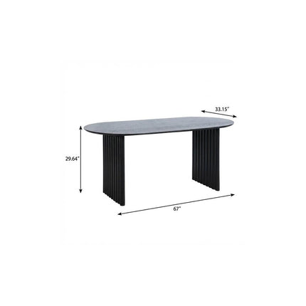 67" Black Solid Wood Sled Base Oval Dining Table