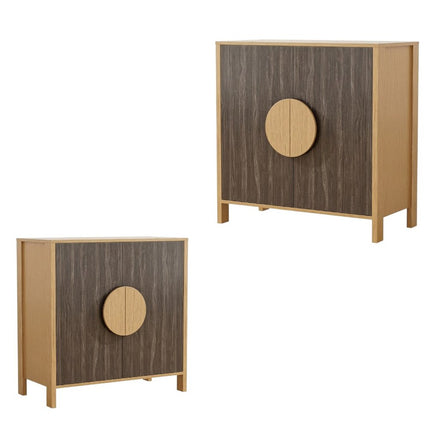 63" Sepia Solid Wood Console Accent Cabinet With Two Doors