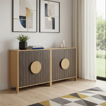 63" Sepia Solid Wood Console Accent Cabinet With Two Doors