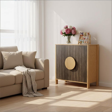 63" Sepia Solid Wood Console Accent Cabinet With Two Doors