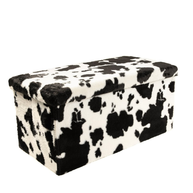 30" Plastic Cow Print Storage Ottoman