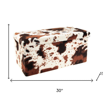 30" Plastic Cow Print Storage Ottoman