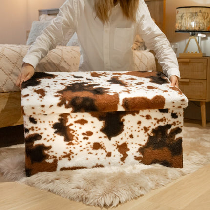 30" Plastic Cow Print Storage Ottoman