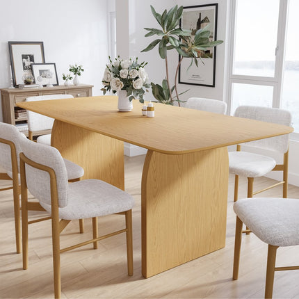 66" Natural Solid Wood Double Pedestal Base Dining Table