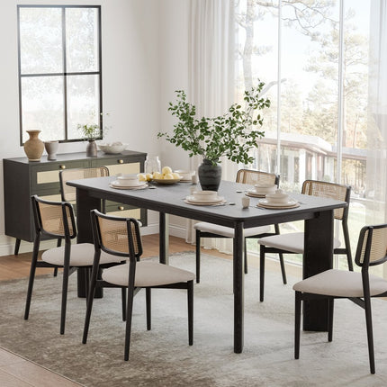 66" Black Solid Wood Dining Table