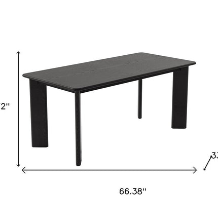 66" Black Solid Wood Dining Table