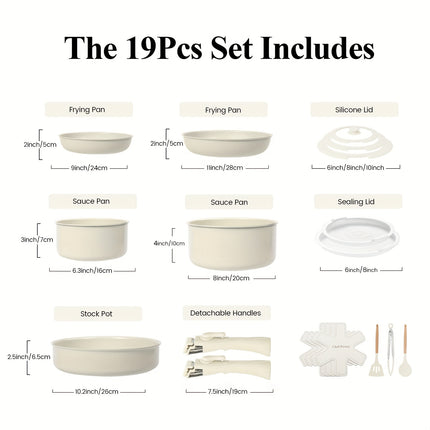 19PCS Premium Ceramic Nonstick Cookware Set