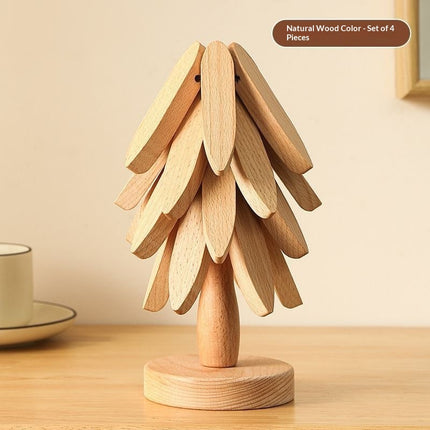 Tree Design Stand Wooden Trivets Decorative Anti Scald Heat Resistant Table Mat Coaster Wood Placemats Pot Table Heat Insulation Pad